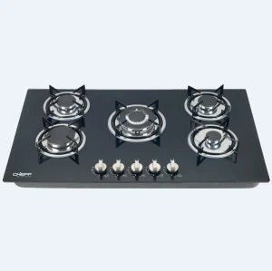 5 Burner Gas Stove Built in Black Glass Gas Hob LPG & Natural ODM & OEM