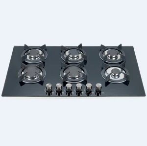 6 Burner Gas Stove Built in Black Glass Gas Hob LPG & Natural Manufacturer