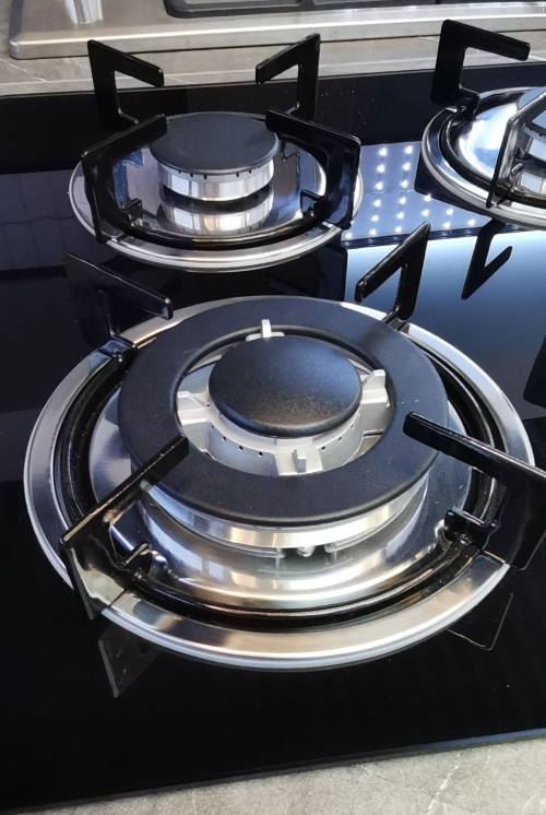 4 Burner Tempered Glass Built-in Gas Hob LPG/NG Cooktop with Cast Iron Pan Support for Home | CHEFF