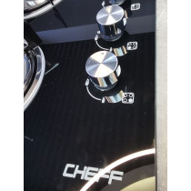 23 Inch 4 Burner Tempered Glass Gas Hob Built-in LPG/NG Cooktop with Knob Control for Hotel | CHEFF