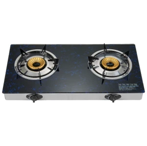Economic 2 burner gas stove indoor glass top cast iron burner gas cooker stove for sale