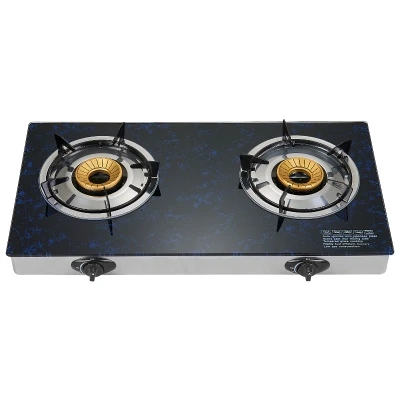 Economic 2 burner gas stove indoor glass top cast iron burner gas cooker stove for sale