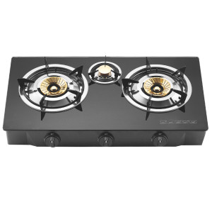 Customized table gas stove glass top three burner gas cooker manufacturer