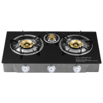 Powder coating stove body 3 burner table gas cooking stove tempered glass cooktops gas