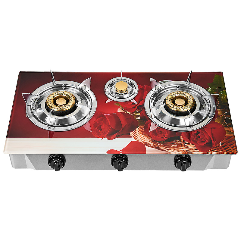 3 Burner 3D-printing tempered glass table gas cooker