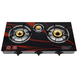 Economic 3  burner gas stove indoor glass top gas cooker stove for sale
