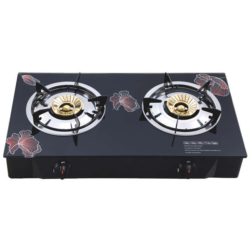2 burner tempered glass table gas stove