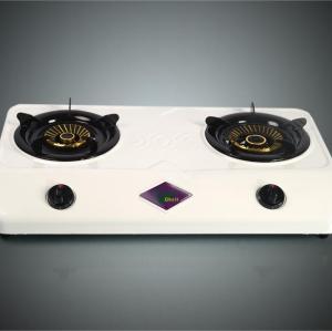 White color powder coating gas cooktops heavy brass cap 2 burner gas stove for sale