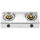 2 Burner Silver Stainless Steel Tabletop Gas Stove with Electroplate Pan Support for Cafe | CHEFF