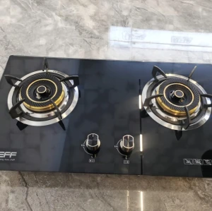 Double Burner Gas Cooker Black Tempered Glass built in Gas Hob Natural Gas Cook Stove
