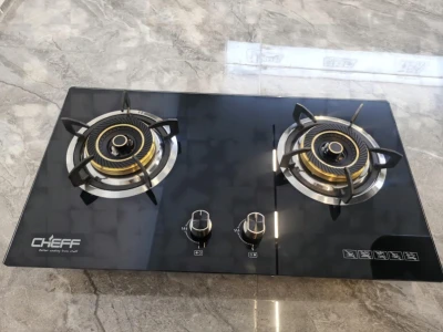 Double Burner Gas Cooker Black Tempered Glass built in Gas Hob Natural Gas Cook Stove