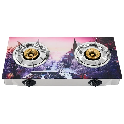 Brass burner cap gas cooker professional 2 burner glass gas cooktops lpg gas stove supplier