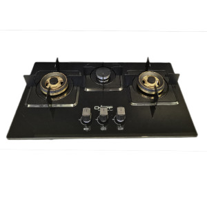 Gas Cook Top  3 Brass Burner Tempered Glass Panel  Built-in Gas Stove OEM & ODM