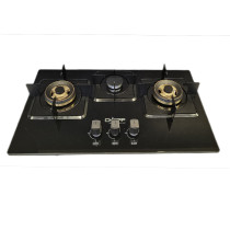 Gas Cook Top  3 Brass Burner Tempered Glass Panel  Built-in Gas Stove OEM & ODM