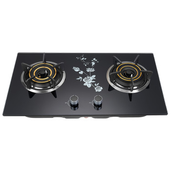 2 Burner Gas Stove Built in Black Glass Gas Hob LPG & Natural ODM & OEM