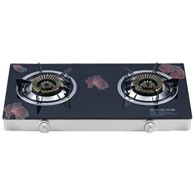 OEM&ODM professional gas cooktops manufacturer two burner tempered glass gas cooker