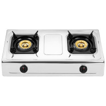 Kitchen Table Top Gas Cooker  Stainless Steel Two Burner Gas Stove Blue Flame Cooktops With Brass Burner Cap