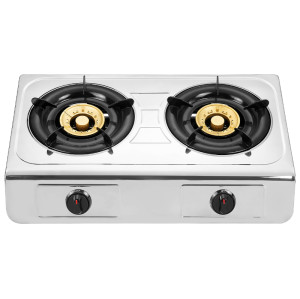 Высококачественная настольная газовая плита с двойной горелкой, кухонная техника из нержавеющей стали, газовая плита для приготовления пищи