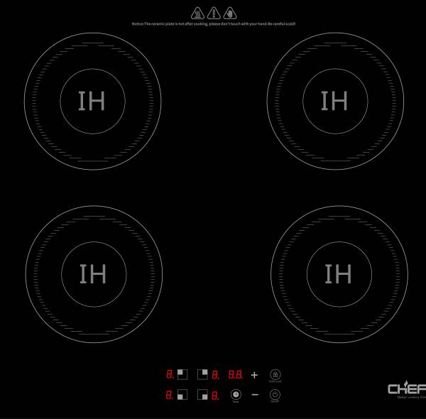 4 Zone Black Induction Hob Built-in Electric Cooktop with Touch Control for Home Kitchen | CHEFF