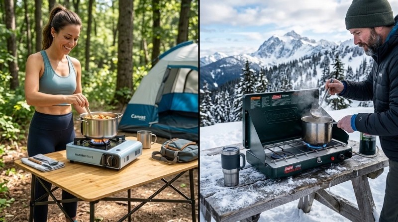 Butane cassette stove vs propane stove comparison in different outdoor environments