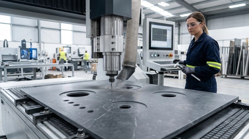 CNC Precision Cutting of CHEFF sintered stone gas hobs panel