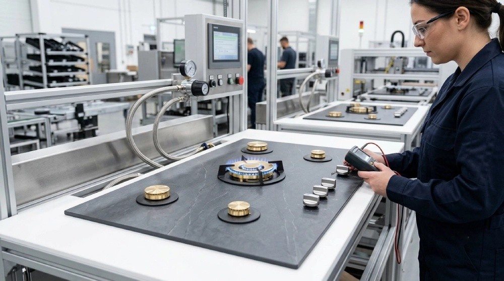 Gas Burner Assembly and Testing of CHEFF sintered stone gas hobs