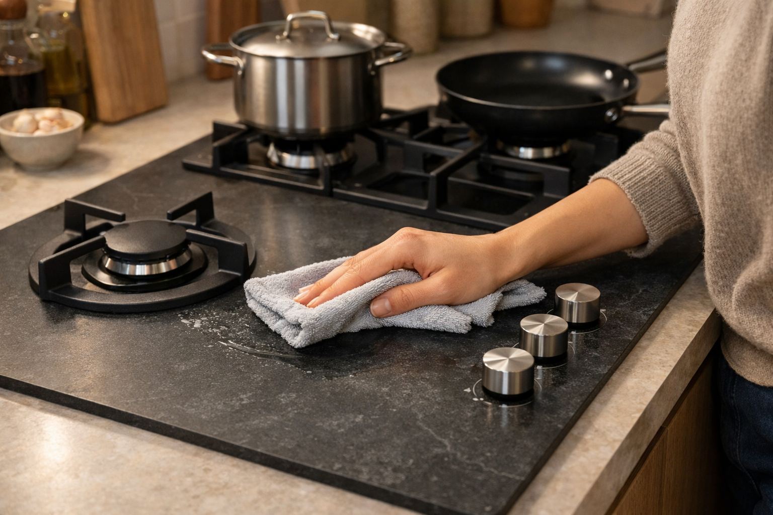 Daily care guide for CHEFF sintered stone gas hobs cleaning and maintenance