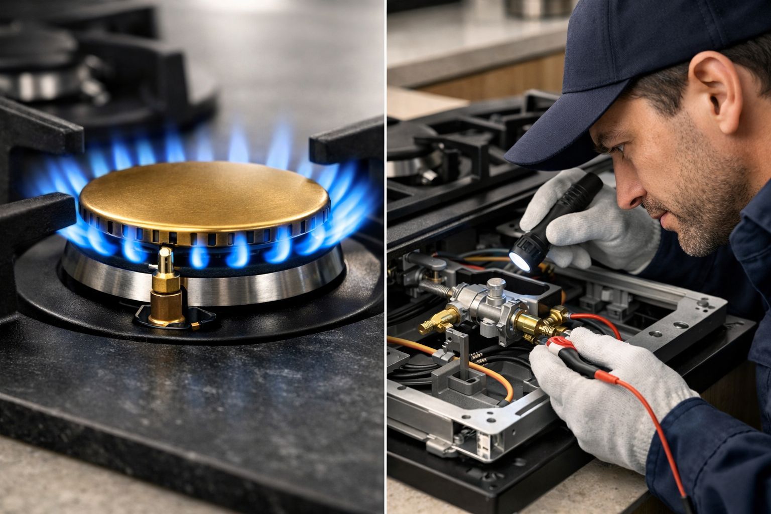 Built-in safety features of CHEFF sintered stone gas hobs with flame failure device