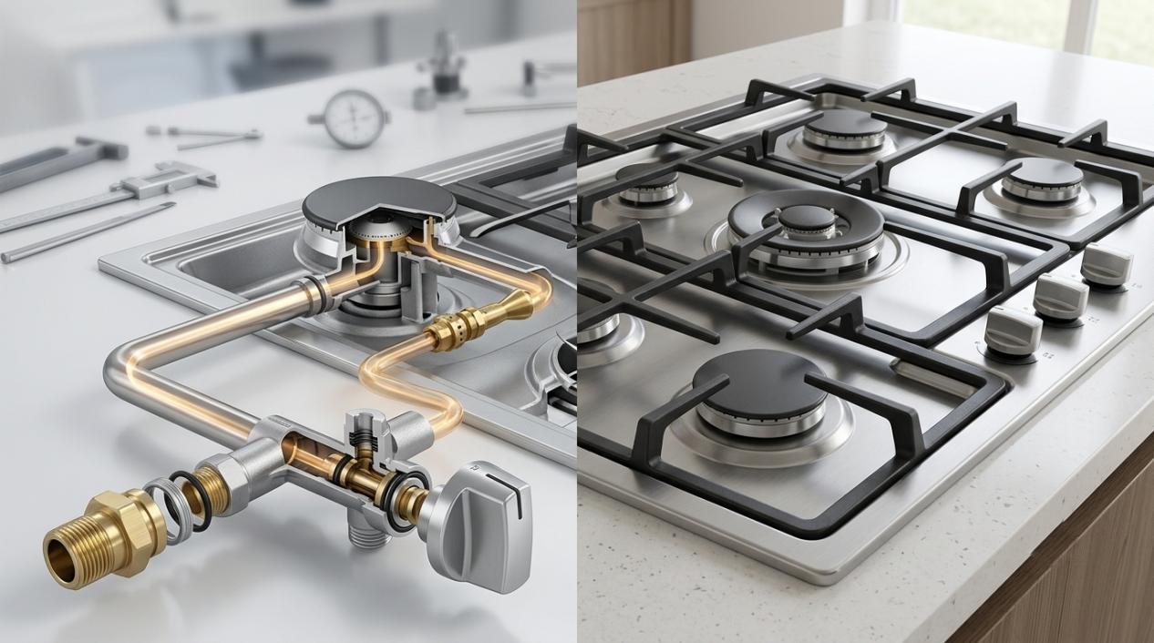 Bubble test method for gas cooktop leak detection at connection point