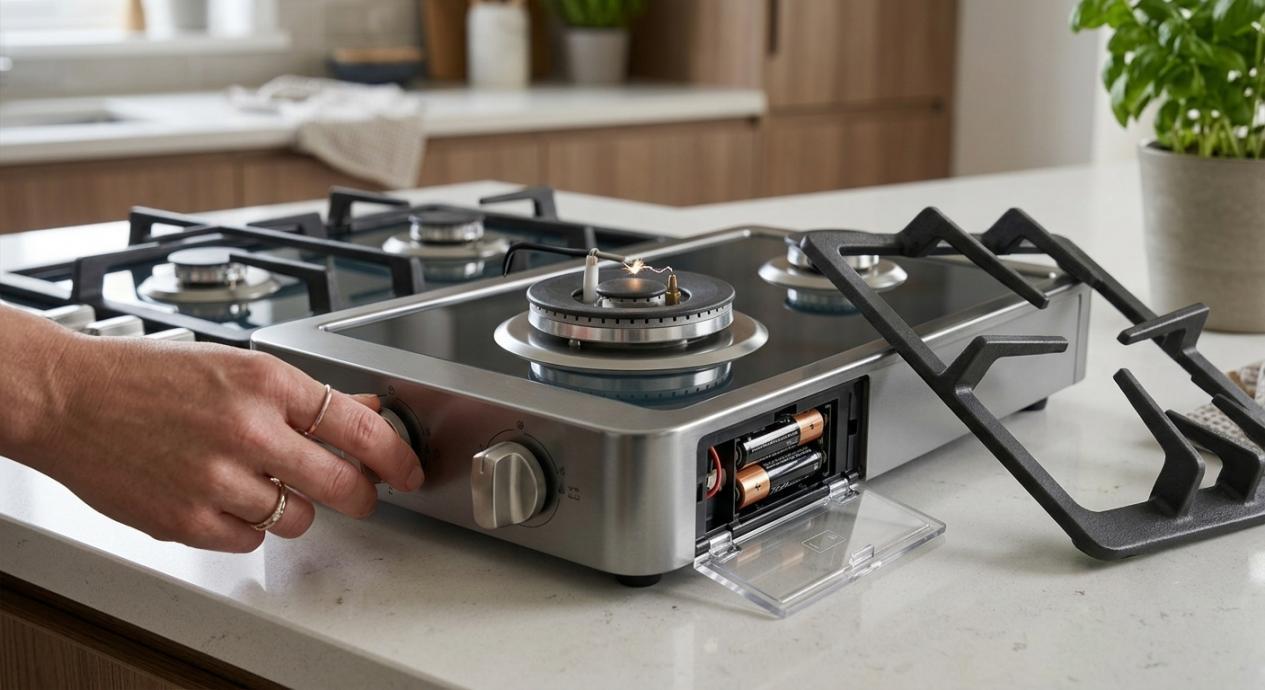 Battery ignition system for gas stoves
