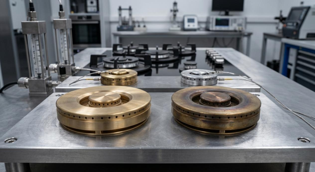 Brass burner cap turning black after high-temperature use