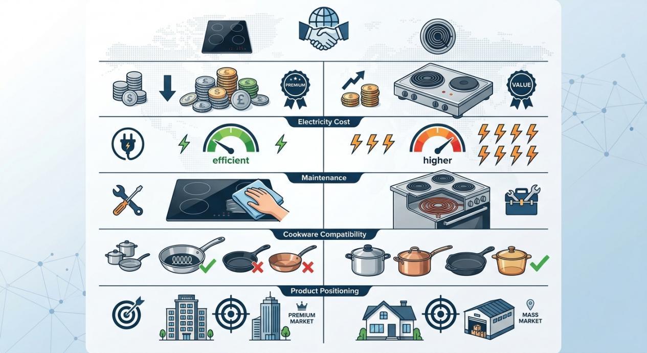 Total cost of ownership comparison between induction and solid plate cookers