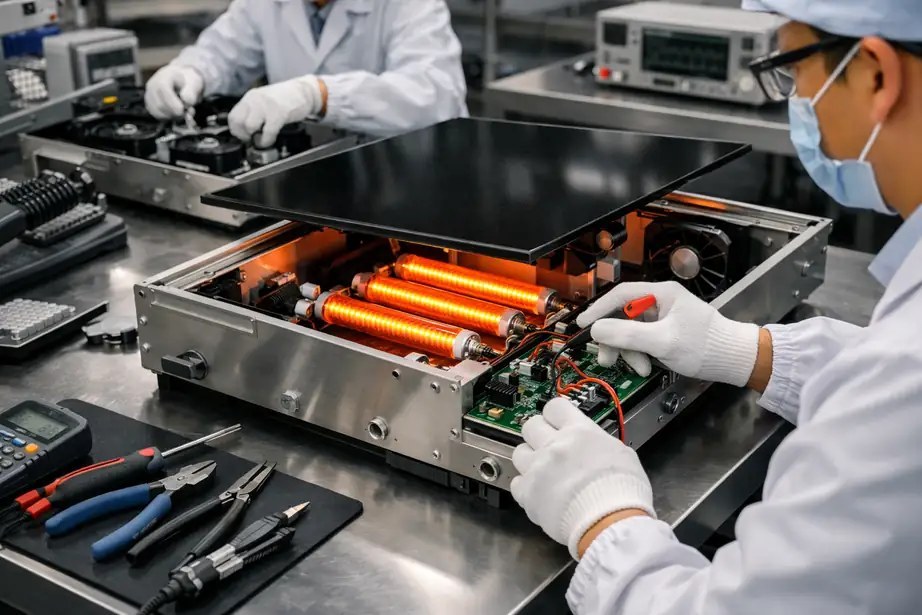 CHEFF infrared cookers production — precision assembly & halogen integration