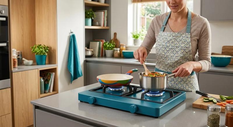 CHEFF powder coated panel table top gas cooker — portable freestanding gas stove with flame failure safety and brass burners