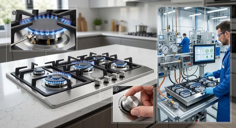 CHEFF table top gas cooker safety features — thermocouple flame failure protection, child-safe rotary ignition and certified gas safety compliance