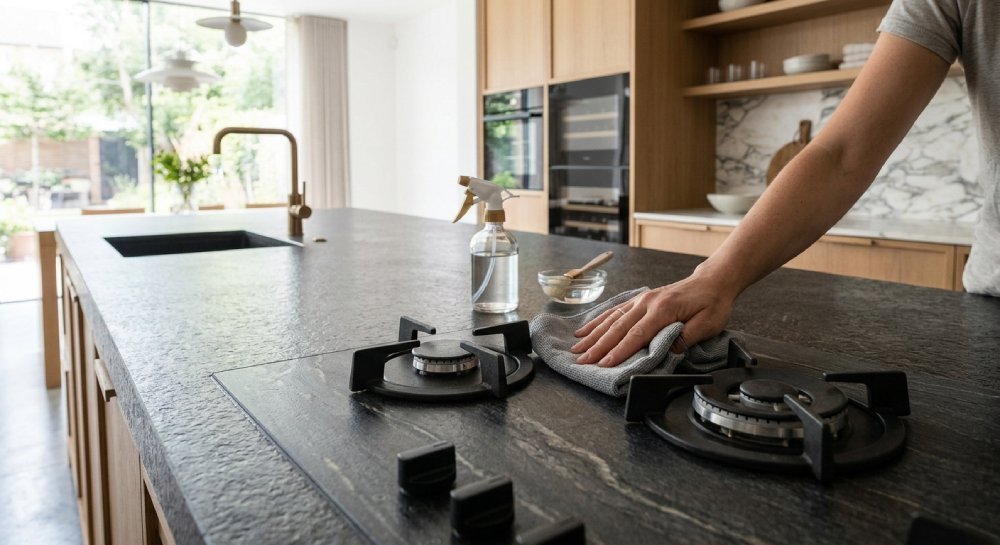 cleaning-sintered-stone-gas-hob-surface