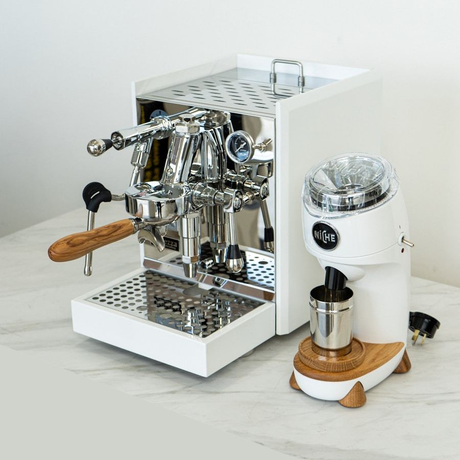 Coffee machine on white counter in retail environment for UAE distribution
