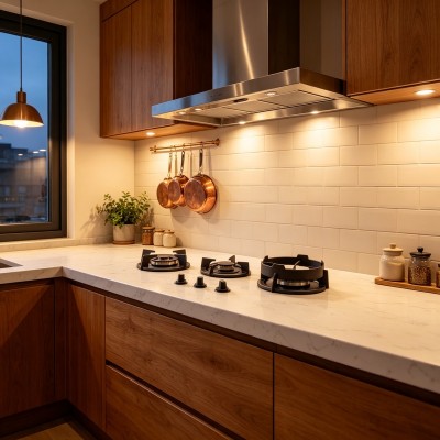 4 Burner Built-in Integrated Sintered Stone Gas Hob with Cast iron Pan Support for Household | CHEFF