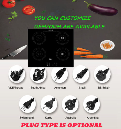 4 Zone Black Induction Hob Built-in Electric Cooktop with Touch Control for Home Kitchen | CHEFF