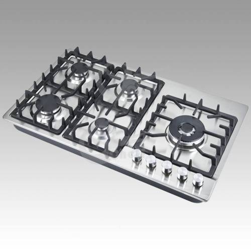 5 Burner Stainless Steel Built-in Gas Hob LPG/NG Cooker with Konb Control for Restaurant | CHEFF
