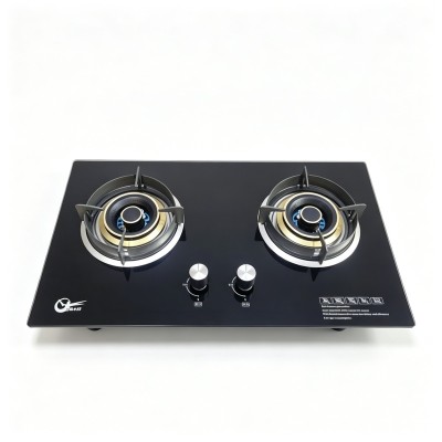 2 Burner Tempered Glass Built-in LPG/NG Cooking Gas Hob with Cast Iron Pan Support for Home | CHEFF