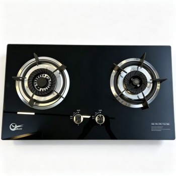 2 Burner 7MM Tempered Glass Built-in Gas Cooktop LPG/NG with Cast Iron Pan Support for Home | CHEFF
