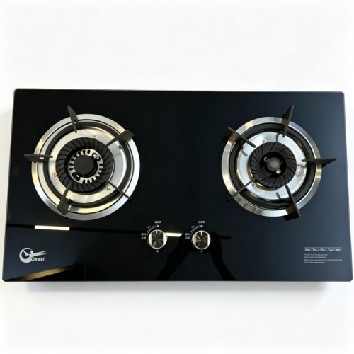 2 Burner 7MM Tempered Glass Built-in Gas Cooktop LPG/NG with Cast Iron Pan Support for Home | CHEFF