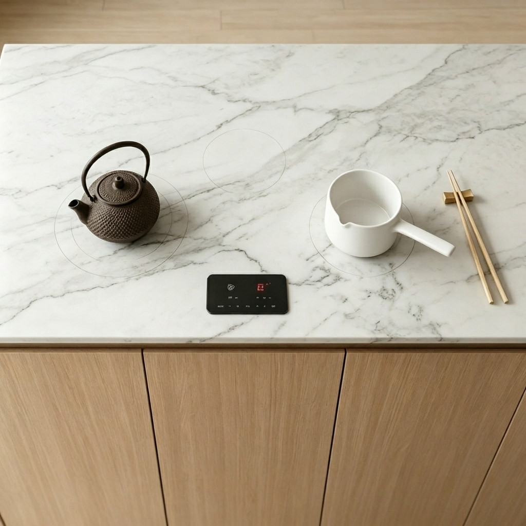 5 zone invisible induction hob top view