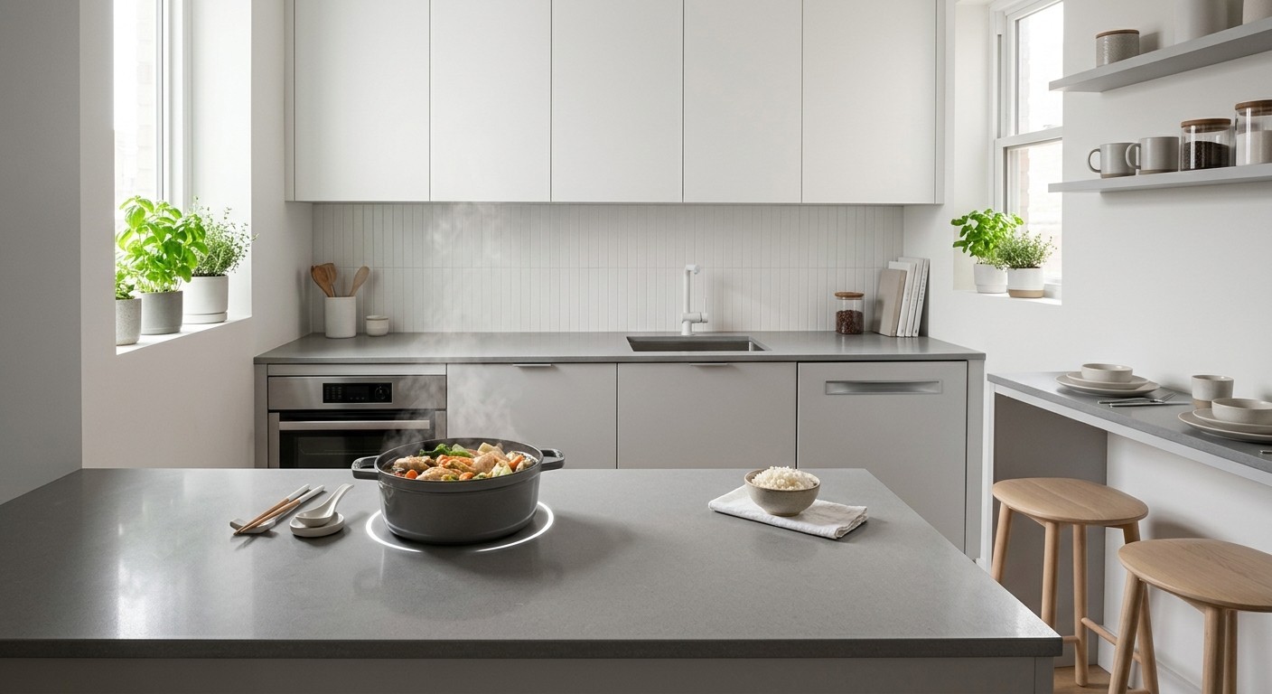 compact kitchen with CHEFF invisible induction hob