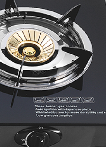 3 Burner 7MM Tempered Glass Tabletop Gas Cooktop with Knob Control for Commercial Kitchen | CHEFF