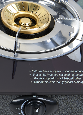 2 Burner Tempered Glass Tabletop Gas Cooktop LPG/NG with Cast Iron Burner for Hotel, Company | CHEFF