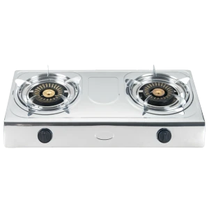 OEM 2 burner gas cooktop brass burner cap dual stainless steel gas stove for sale