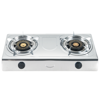 OEM 2 burner gas cooktop brass burner cap dual stainless steel gas stove for sale