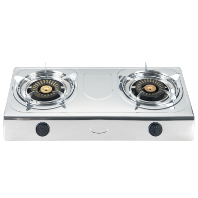 OEM 2 burner gas cooktop brass burner cap dual stainless steel gas stove for sale